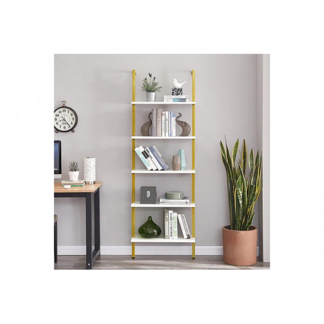 Ραφιέρα τοίχου "TENESI" από μέταλλο σε χρώμα λευκό/χρυσό 60x22x200