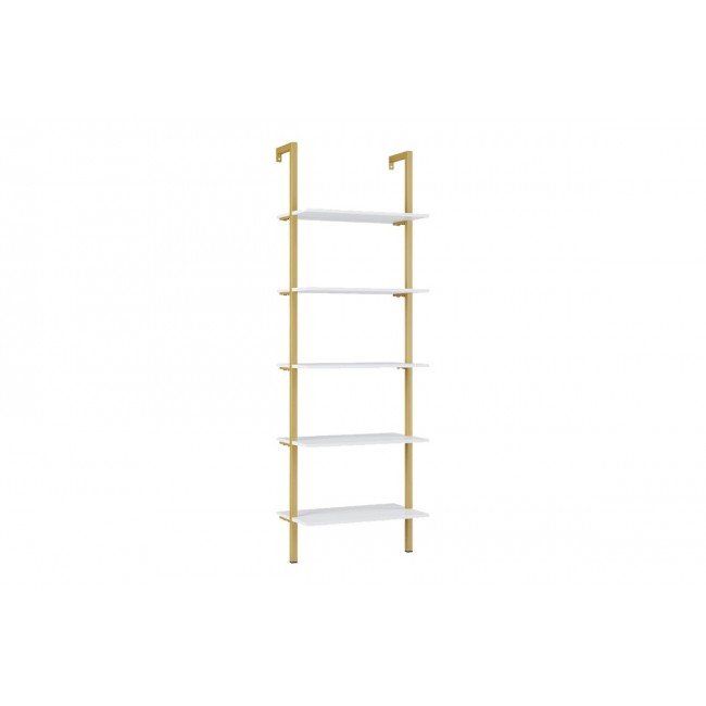 Ραφιέρα τοίχου "TENESI" από μέταλλο σε χρώμα λευκό/χρυσό 60x22x200