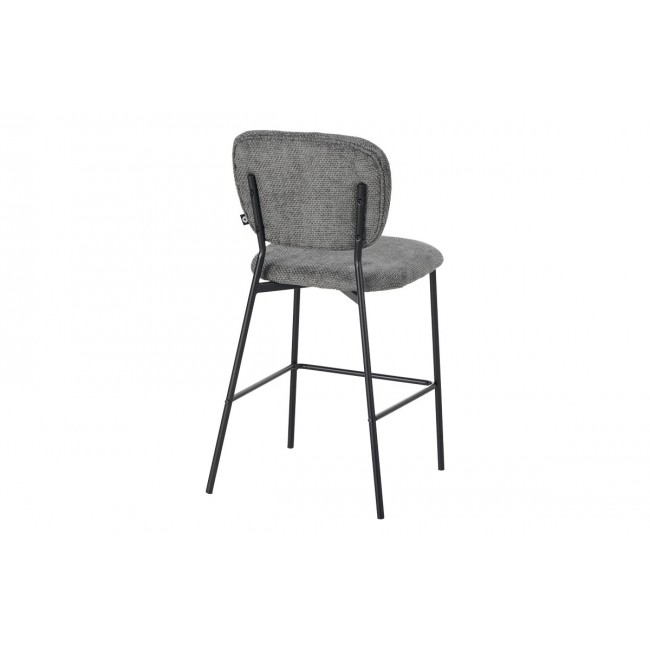 Σκαμπό μπαρ "CATHAIR" από μπουκλέ ύφασμα/μέταλλο σε χρώμα γκρι/μαύρο 48x54x100