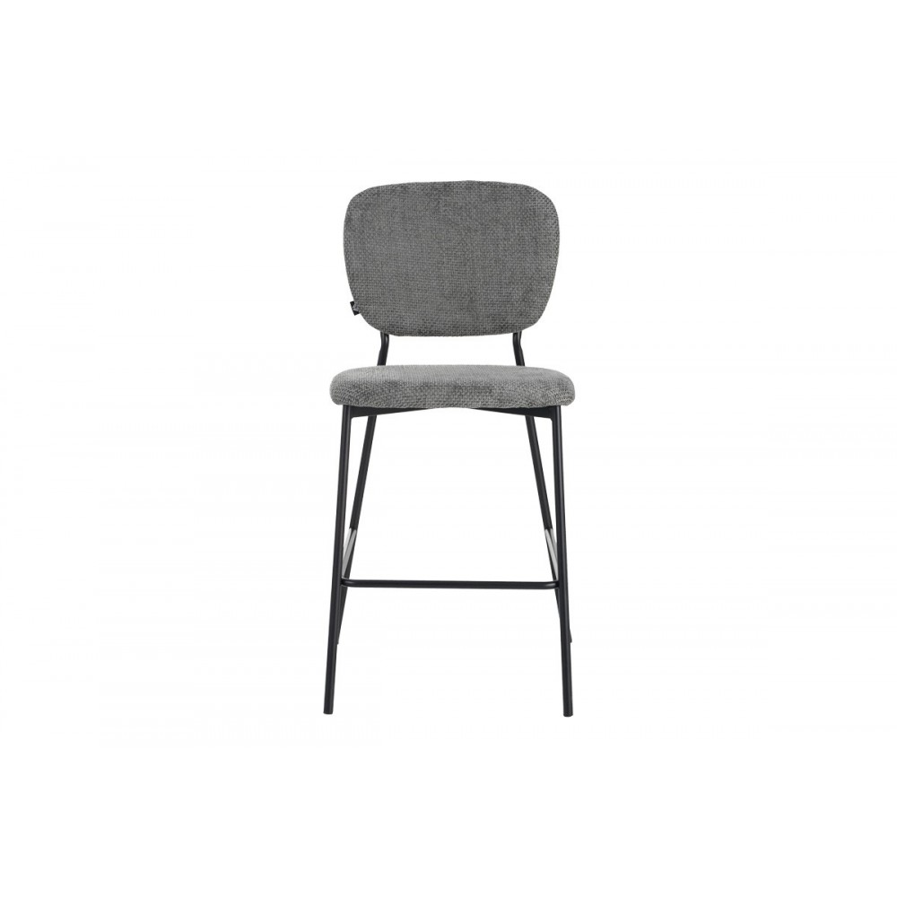 Σκαμπό μπαρ "CATHAIR" από μπουκλέ ύφασμα/μέταλλο σε χρώμα γκρι/μαύρο 48x54x100