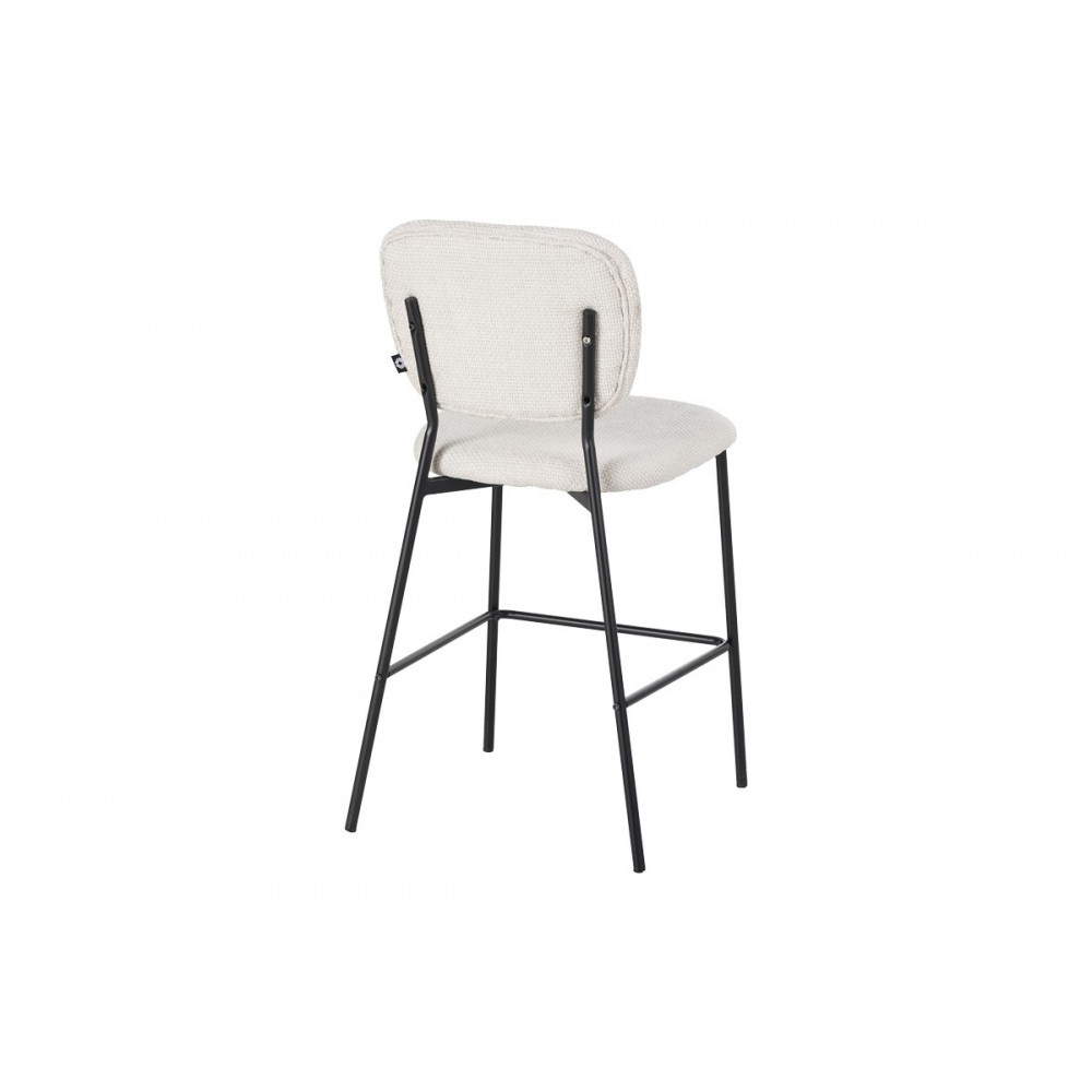 Σκαμπό μπαρ "CATHAIR" από μπουκλέ ύφασμα/μέταλλο σε χρώμα μπεζ/μαύρο 48x54x100