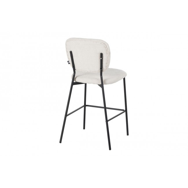 Σκαμπό μπαρ "CATHAIR" από μπουκλέ ύφασμα/μέταλλο σε χρώμα μπεζ/μαύρο 48x54x100