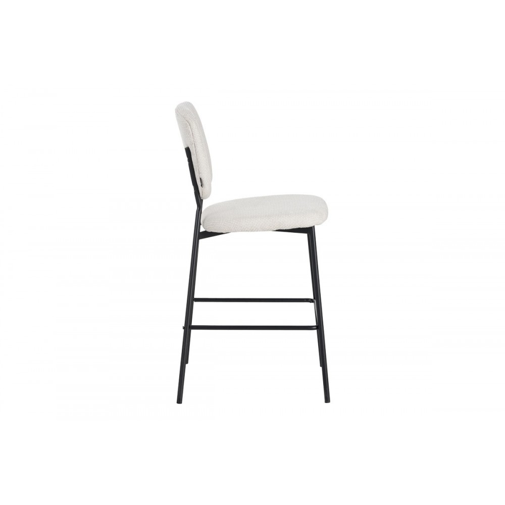 Σκαμπό μπαρ "CATHAIR" από μπουκλέ ύφασμα/μέταλλο σε χρώμα μπεζ/μαύρο 48x54x100