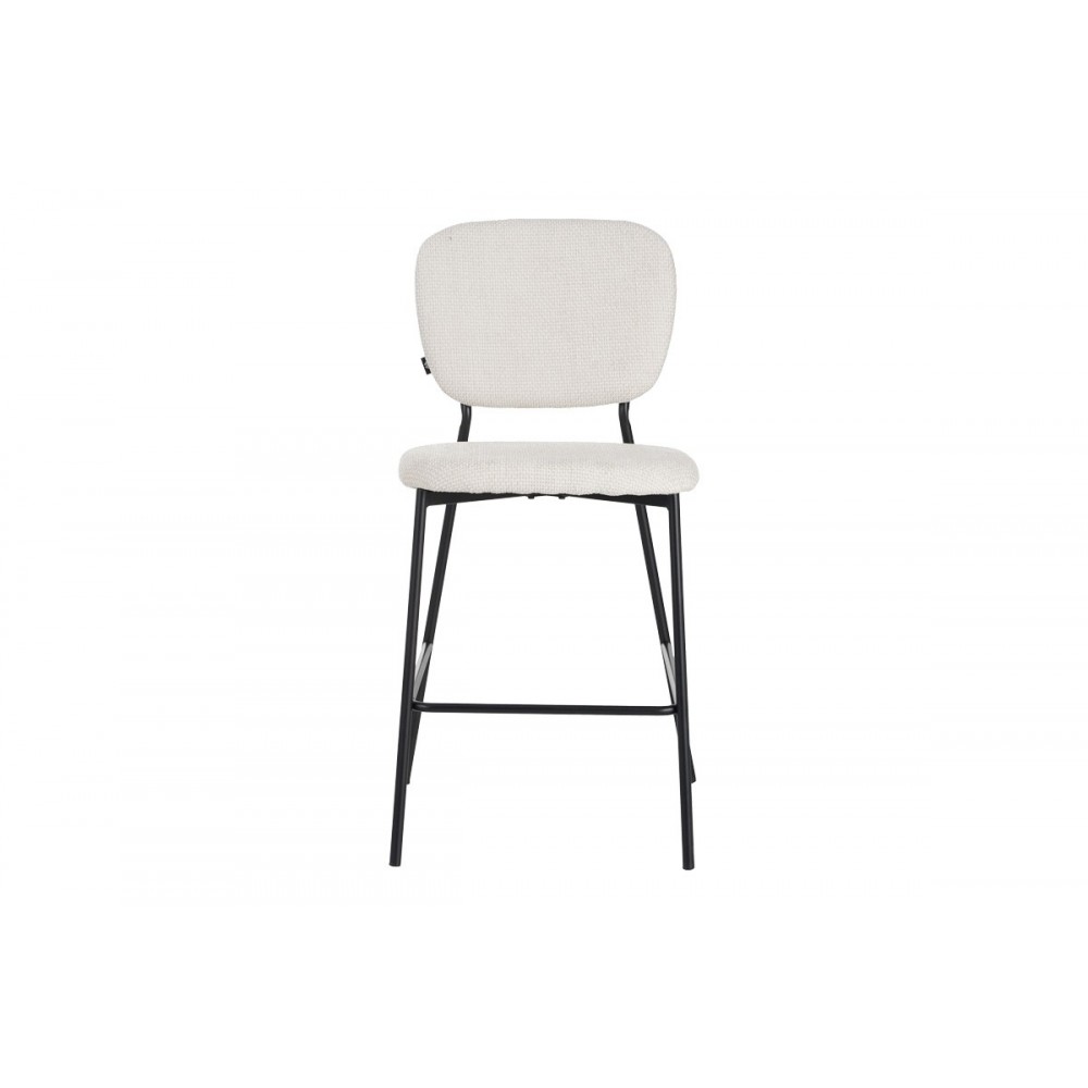 Σκαμπό μπαρ "CATHAIR" από μπουκλέ ύφασμα/μέταλλο σε χρώμα μπεζ/μαύρο 48x54x100