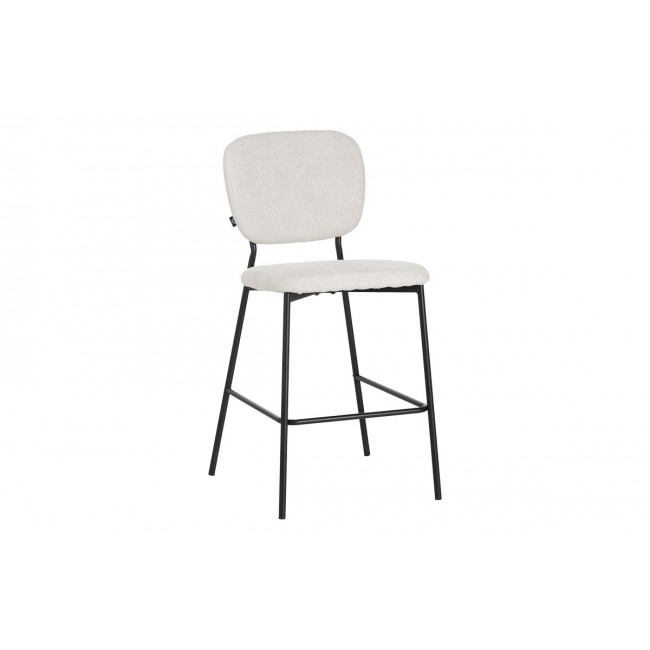 Σκαμπό μπαρ "CATHAIR" από μπουκλέ ύφασμα/μέταλλο σε χρώμα μπεζ/μαύρο 48x54x100