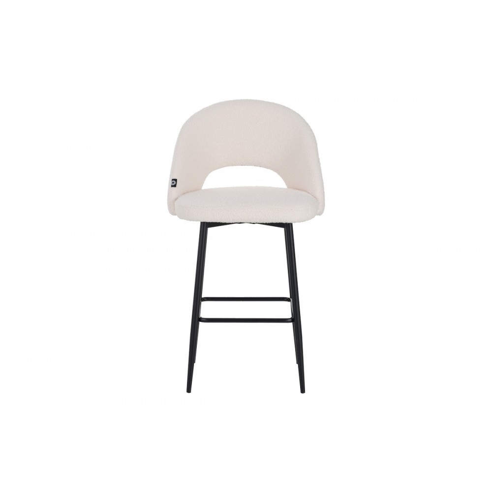 Σκαμπό μπαρ "MASEBO" από μπουκλέ ύφασμα/μέταλλο σε χρώμα λευκό/μαύρο 48x52x97