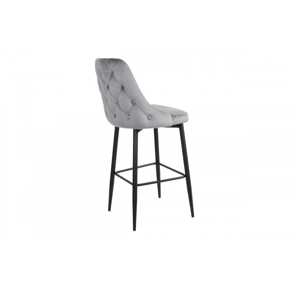 Σκαμπό μπαρ "ZEDNA" από βελούδο/μέταλλο σε χρώμα γκρι/μαύρο 52x57x111