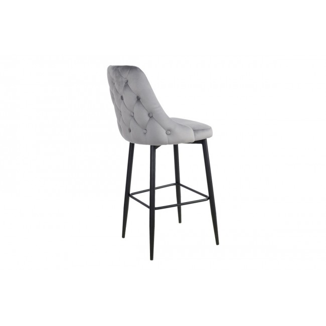 Σκαμπό μπαρ "ZEDNA" από βελούδο/μέταλλο σε χρώμα γκρι/μαύρο 52x57x111