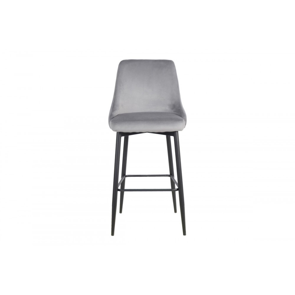 Σκαμπό μπαρ "ZEDNA" από βελούδο/μέταλλο σε χρώμα γκρι/μαύρο 52x57x111