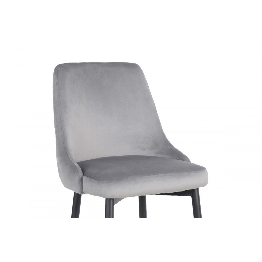 Σκαμπό μπαρ "ZEDNA" από βελούδο/μέταλλο σε χρώμα γκρι/μαύρο 52x57x111