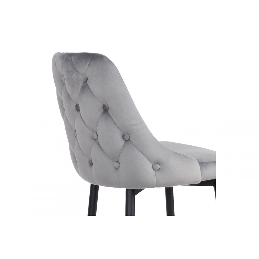 Σκαμπό μπαρ "ZEDNA" από βελούδο/μέταλλο σε χρώμα γκρι/μαύρο 52x57x111