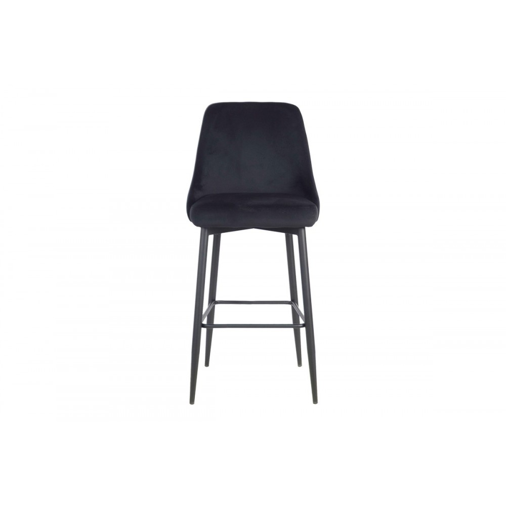 Σκαμπό μπαρ "ZEDNA" από βελούδο/μέταλλο σε χρώμα μαύρο 52x57x111