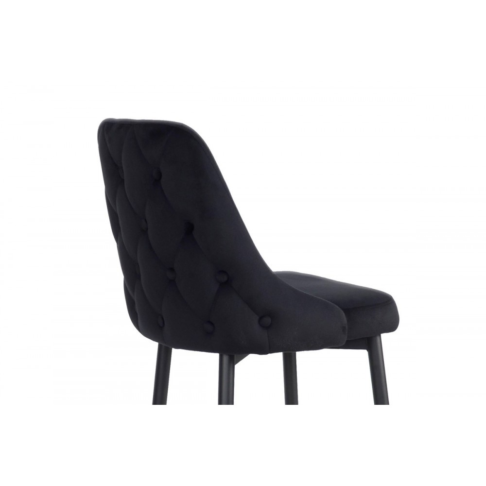 Σκαμπό μπαρ "ZEDNA" από βελούδο/μέταλλο σε χρώμα μαύρο 52x57x111