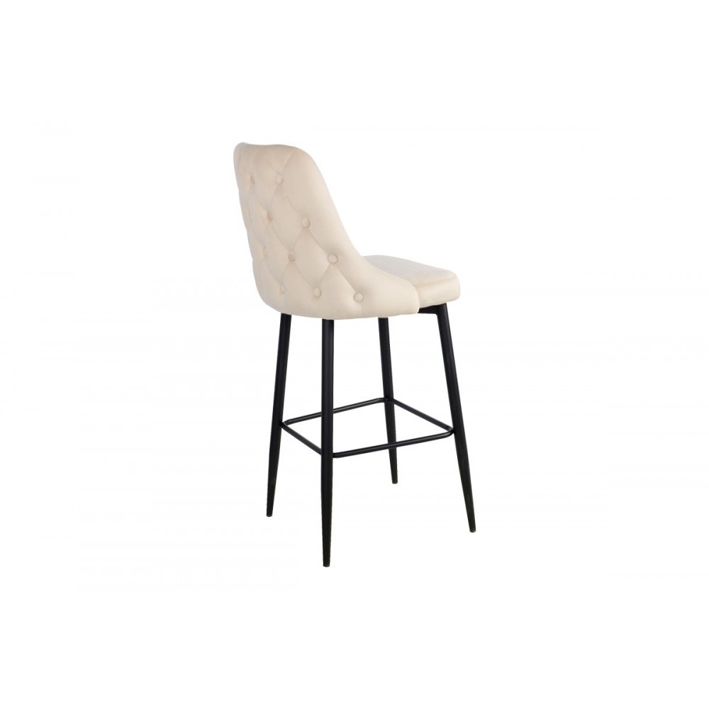 Σκαμπό μπαρ "ZEDNA" από βελούδο/μέταλλο σε χρώμα μπεζ/μαύρο 52x57x111