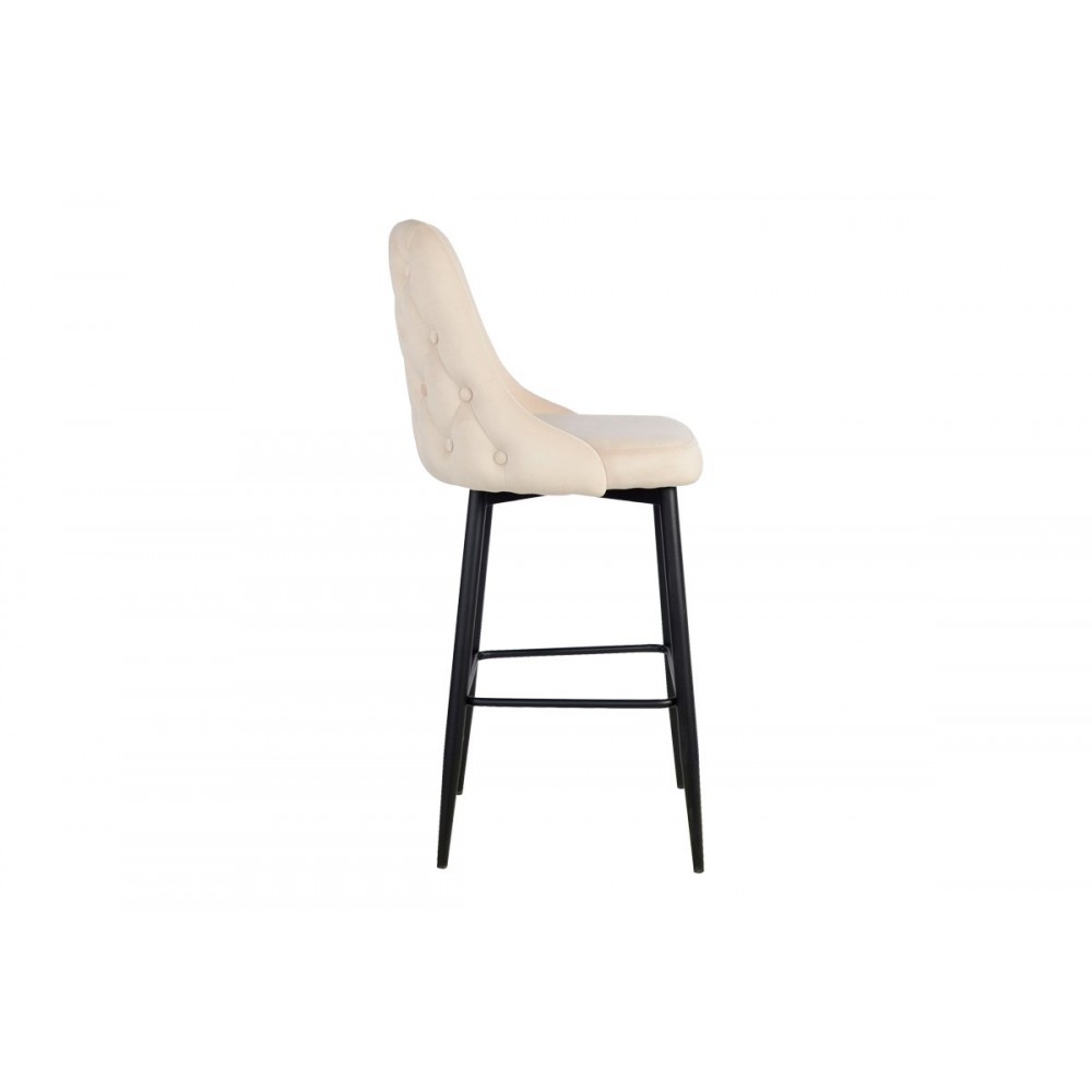 Σκαμπό μπαρ "ZEDNA" από βελούδο/μέταλλο σε χρώμα μπεζ/μαύρο 52x57x111