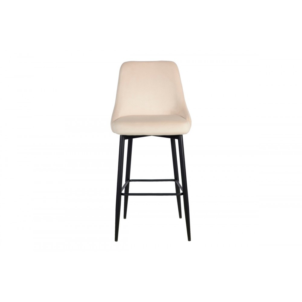 Σκαμπό μπαρ "ZEDNA" από βελούδο/μέταλλο σε χρώμα μπεζ/μαύρο 52x57x111