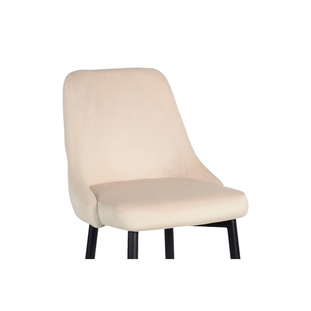 Σκαμπό μπαρ "ZEDNA" από βελούδο/μέταλλο σε χρώμα μπεζ/μαύρο 52x57x111