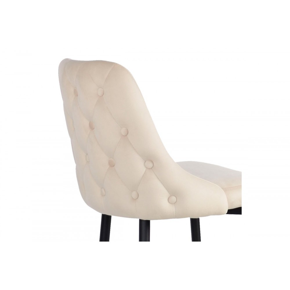 Σκαμπό μπαρ "ZEDNA" από βελούδο/μέταλλο σε χρώμα μπεζ/μαύρο 52x57x111