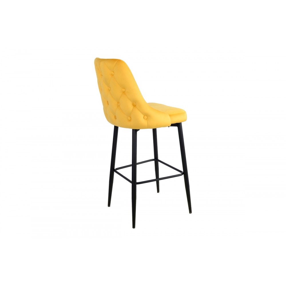 Σκαμπό μπαρ "ZEDNA" από βελούδο/μέταλλο σε χρώμα κίτρινο/μαύρο 52x57x111