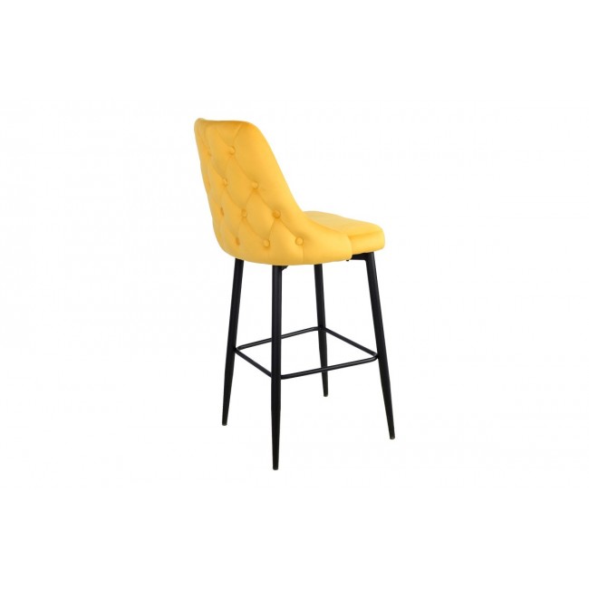 Σκαμπό μπαρ "ZEDNA" από βελούδο/μέταλλο σε χρώμα κίτρινο/μαύρο 52x57x111