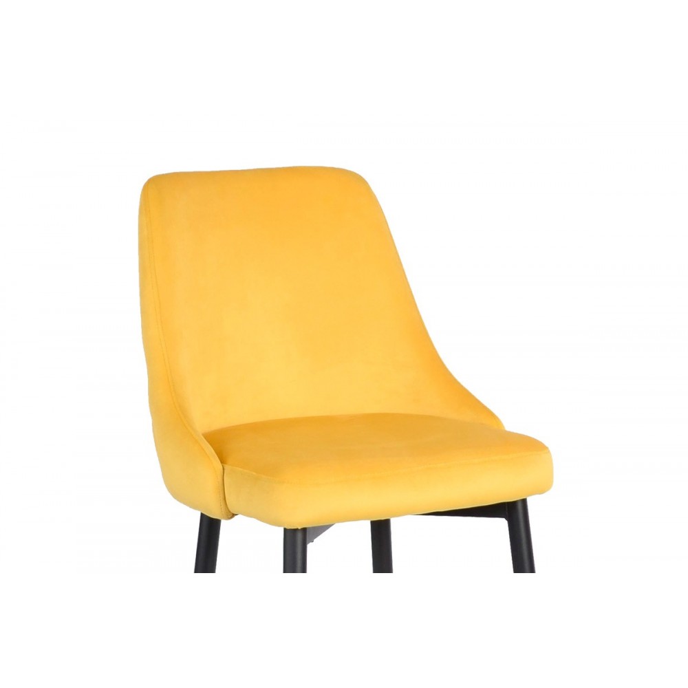 Σκαμπό μπαρ "ZEDNA" από βελούδο/μέταλλο σε χρώμα κίτρινο/μαύρο 52x57x111