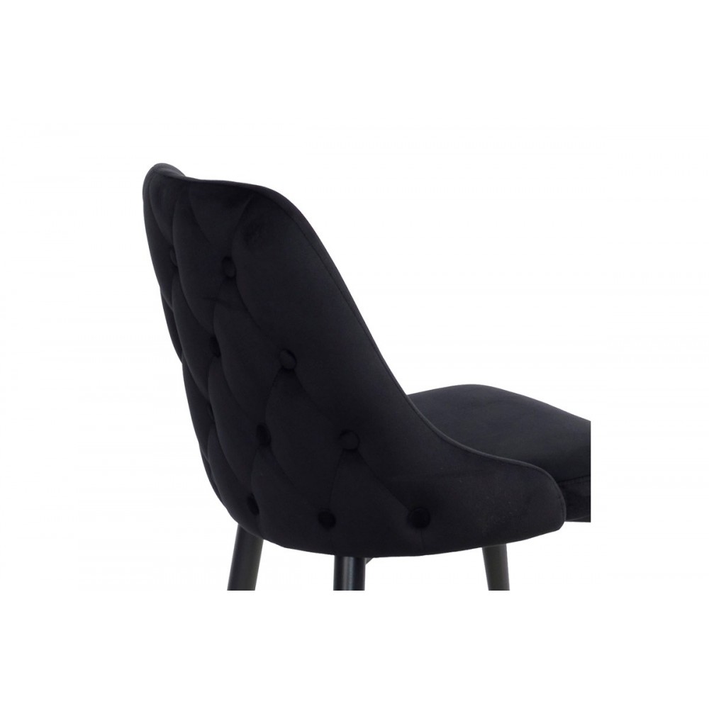 Καρέκλα "ZEDNA" από βελούδο/μέταλλο σε χρώμα μαύρο 51x58x84