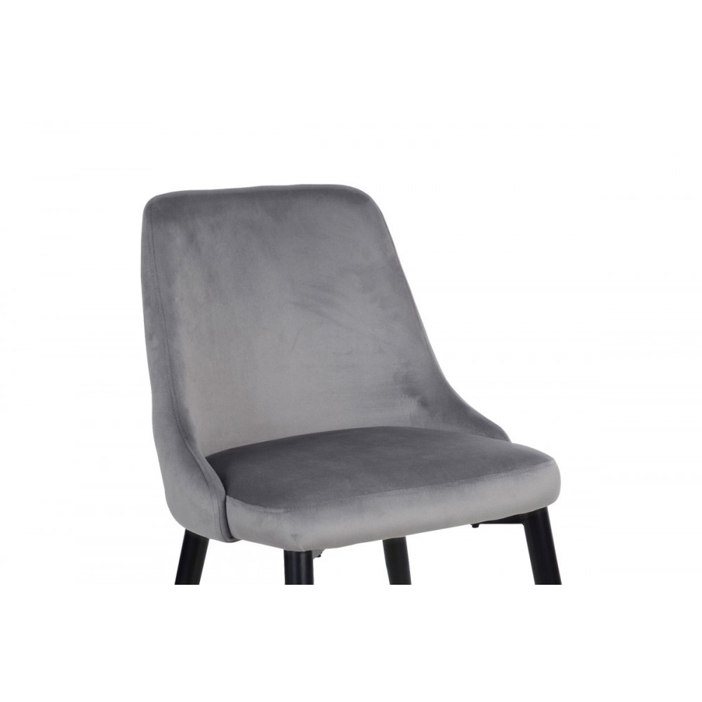 Καρέκλα "ZEDNA" από βελούδο/μέταλλο σε χρώμα γκρι/μαύρο 51x58x84