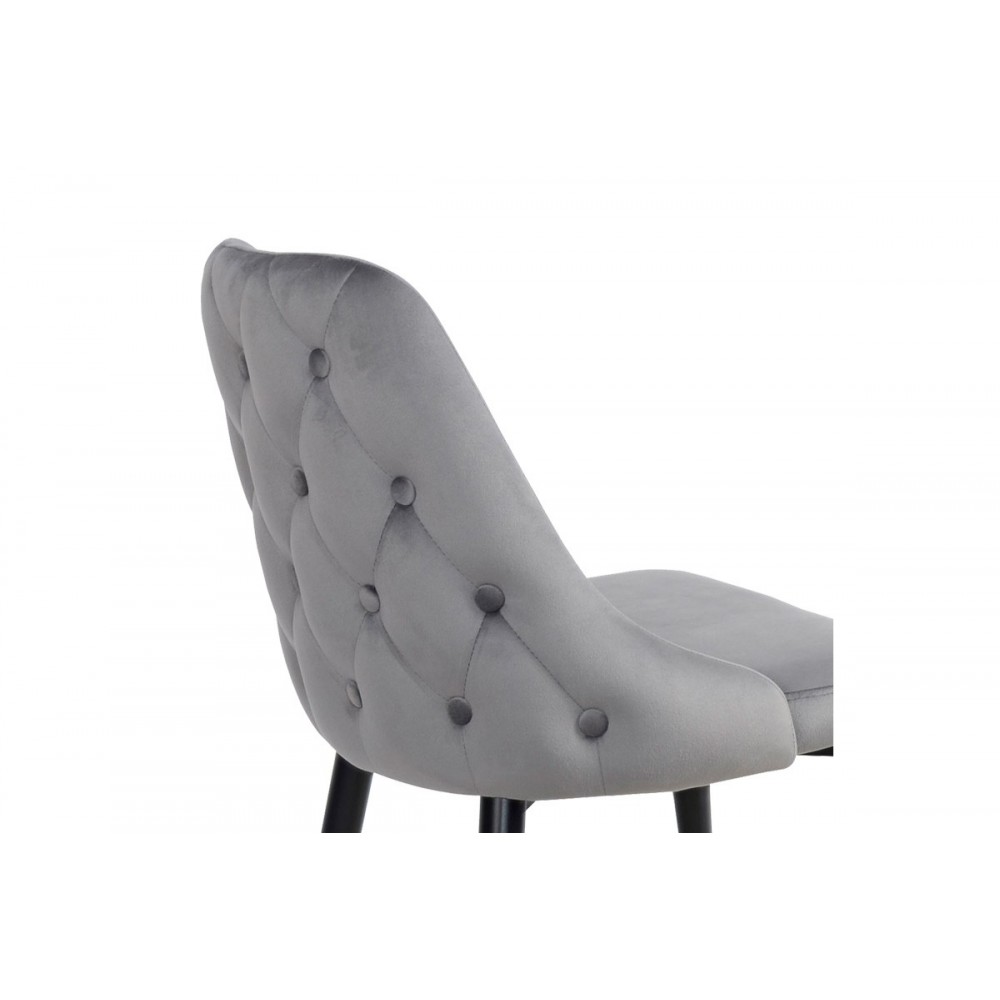 Καρέκλα "ZEDNA" από βελούδο/μέταλλο σε χρώμα γκρι/μαύρο 51x58x84