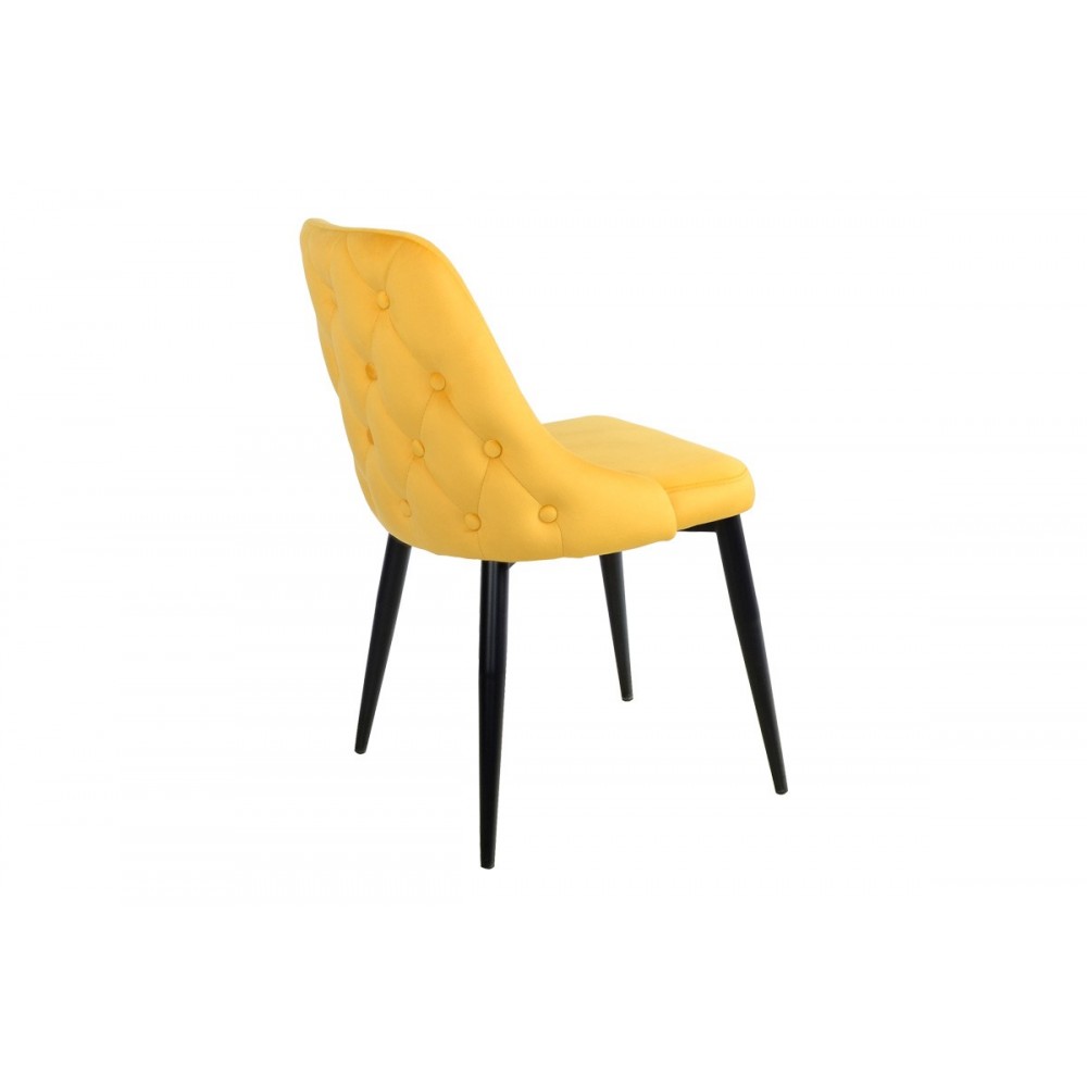 Καρέκλα "ZEDNA" από βελούδο/μέταλλο σε χρώμα κίτρινο/μαύρο 51x58x84