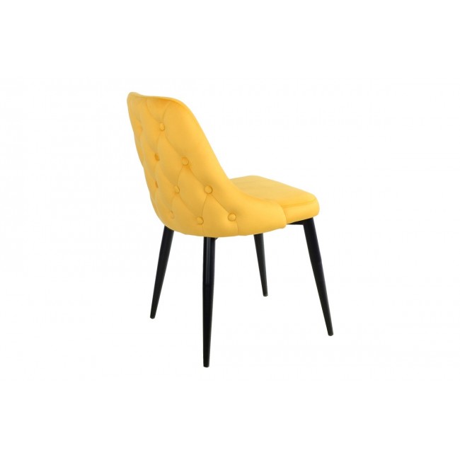 Καρέκλα "ZEDNA" από βελούδο/μέταλλο σε χρώμα κίτρινο/μαύρο 51x58x84