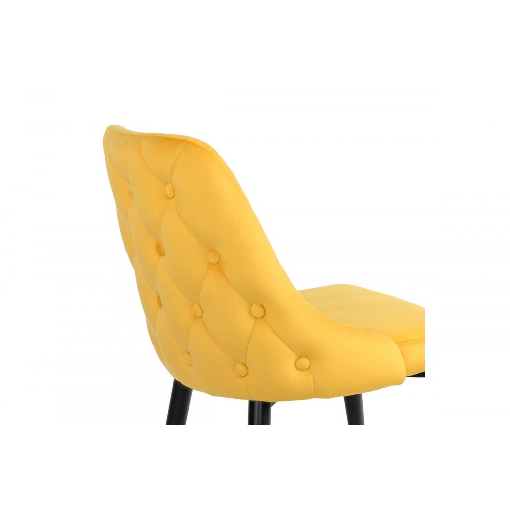 Καρέκλα "ZEDNA" από βελούδο/μέταλλο σε χρώμα κίτρινο/μαύρο 51x58x84