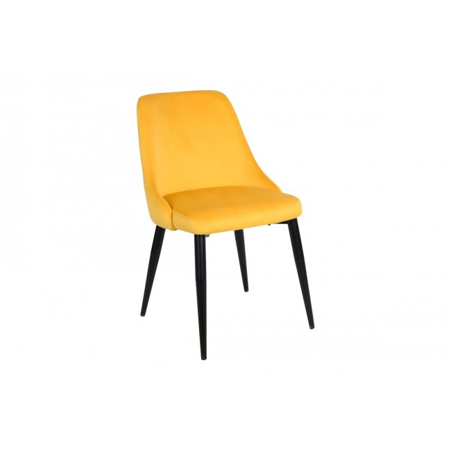 Καρέκλα "ZEDNA" από βελούδο/μέταλλο σε χρώμα κίτρινο/μαύρο 51x58x84