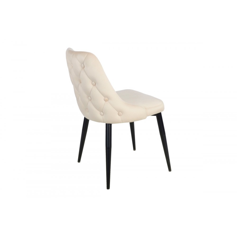 Καρέκλα "ZEDNA" από βελούδο/μέταλλο σε χρώμα μπεζ/μαύρο 51x58x84