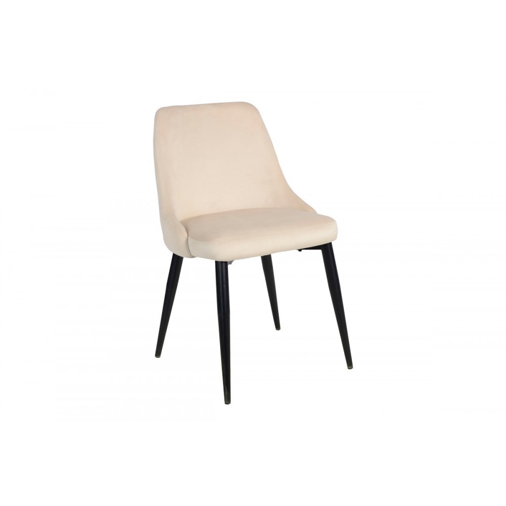 Καρέκλα "ZEDNA" από βελούδο/μέταλλο σε χρώμα μπεζ/μαύρο 51x58x84