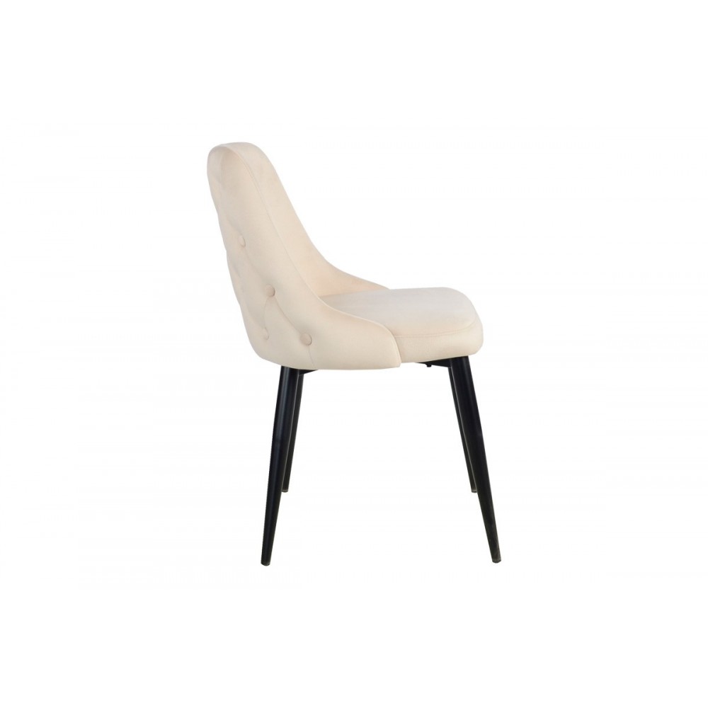 Καρέκλα "ZEDNA" από βελούδο/μέταλλο σε χρώμα μπεζ/μαύρο 51x58x84