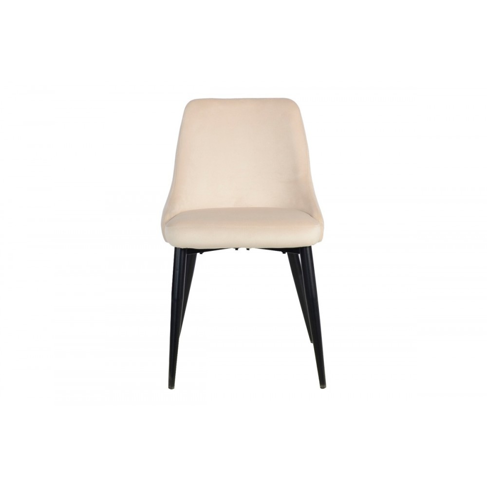Καρέκλα "ZEDNA" από βελούδο/μέταλλο σε χρώμα μπεζ/μαύρο 51x58x84