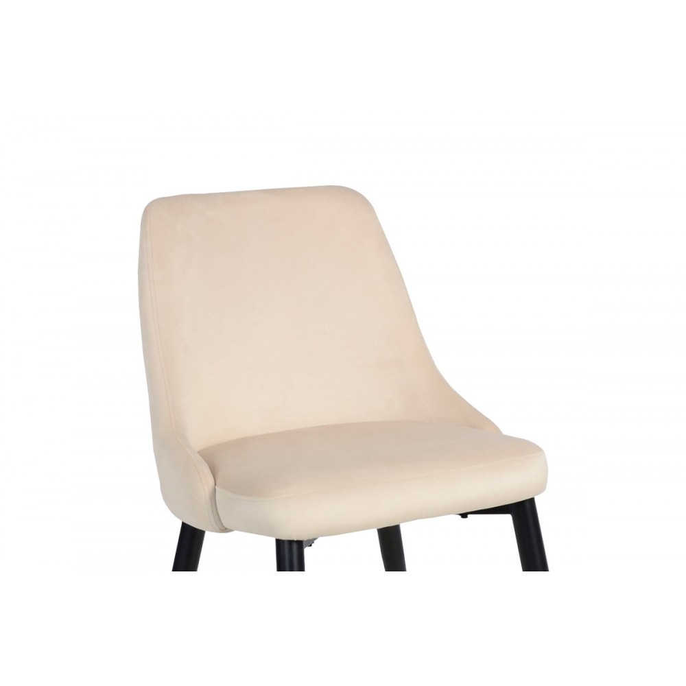 Καρέκλα "ZEDNA" από βελούδο/μέταλλο σε χρώμα μπεζ/μαύρο 51x58x84