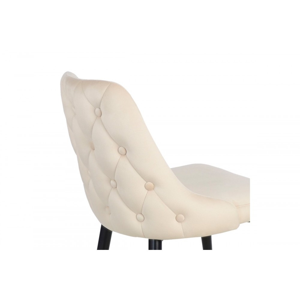 Καρέκλα "ZEDNA" από βελούδο/μέταλλο σε χρώμα μπεζ/μαύρο 51x58x84