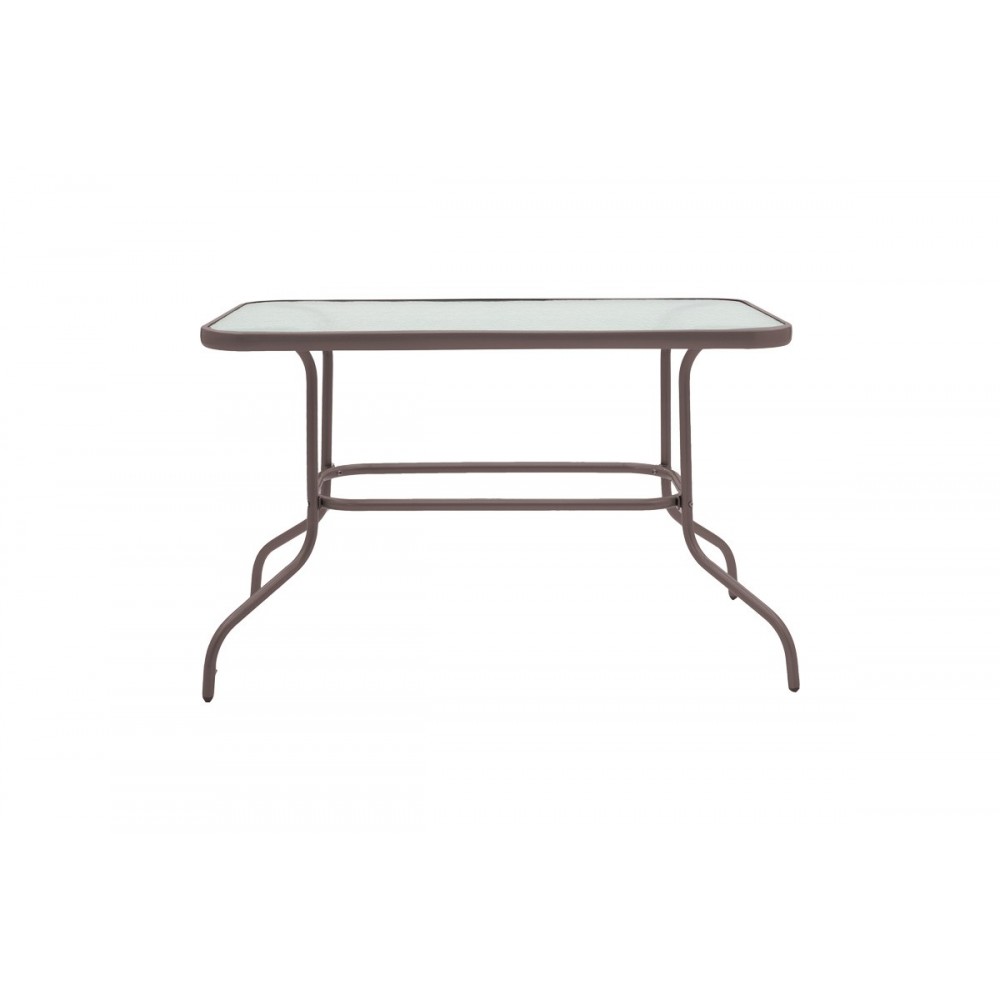 Τραπεζαρία 5τμχ "VALOR-SUSSIE" από μέταλλο/γυαλί σε χρώμα καφέ 110x60x70