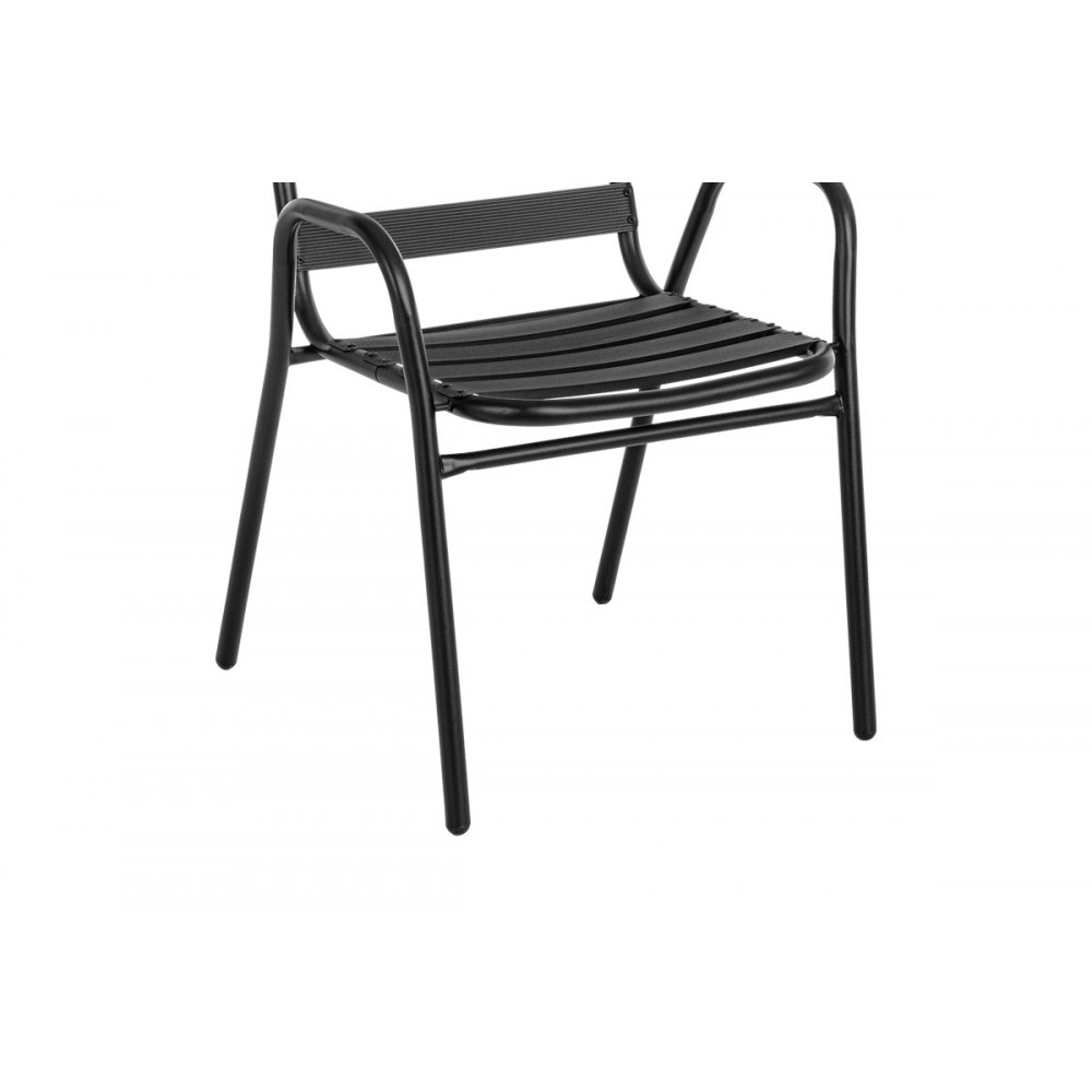 Τραπεζαρία 5τμχ "SUSSIE-ENSURE" από μέταλλο/γυαλί σε χρώμα μαύρο 140x80x70