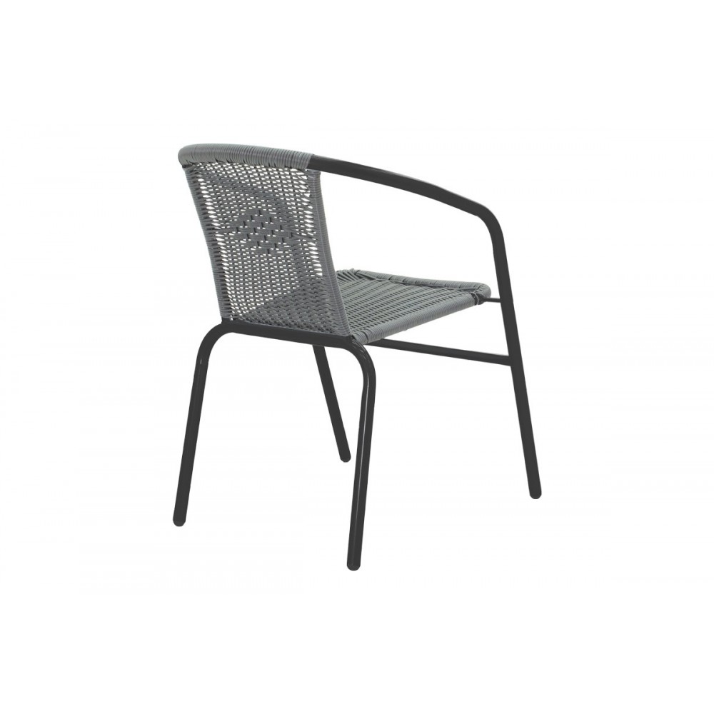 Τραπεζαρία 5τμχ "VALOR-OBBI" από μέταλλο/γυαλί σε χρώμα γκρι 110x60x70