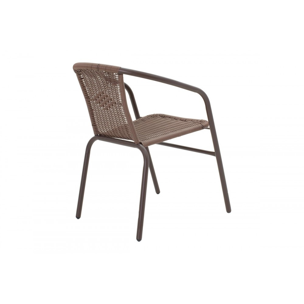 Τραπεζαρία 5τμχ "ENSURE-OBBI" από μέταλλο σε χρώμα καφέ 140x80x70