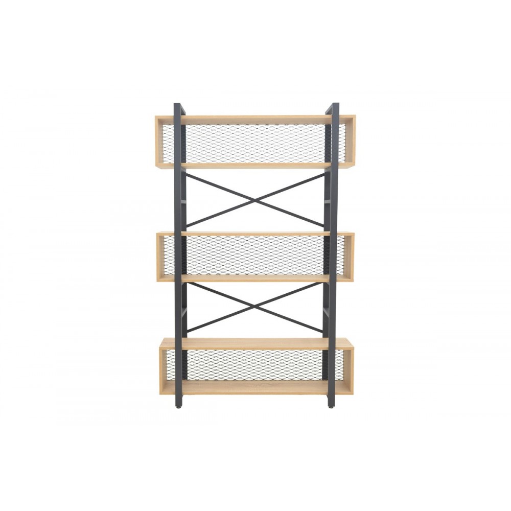 Βιβλιοθήκη "FIFER" σε χρώμα oak/μαύρο 120x28x185