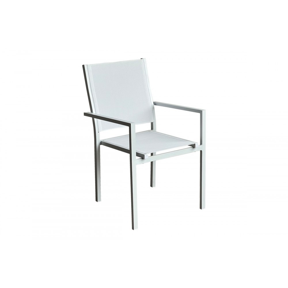 Πολυθρόνα "ZACRETA" από αλουμίνιο/textilene σε χρώμα λευκό 61x56.5x87.5