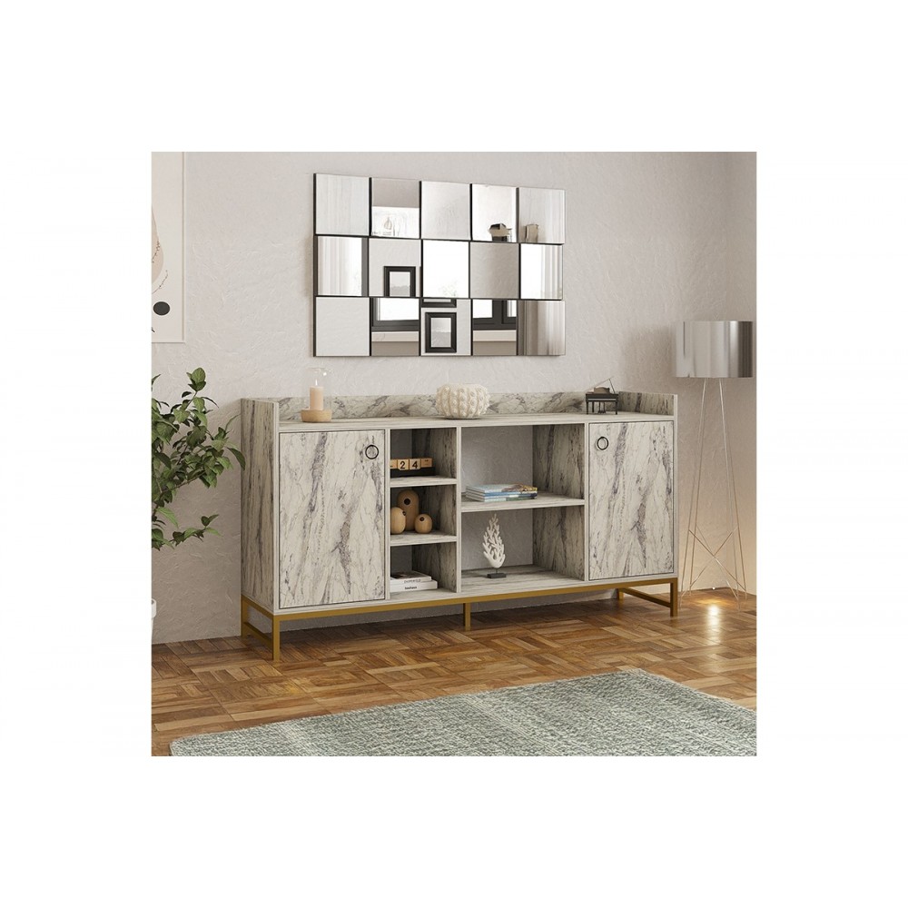 Μπουφές "DELTA" από μέταλλο σε όψη μαρμάρου/χρυσό 160x40x85