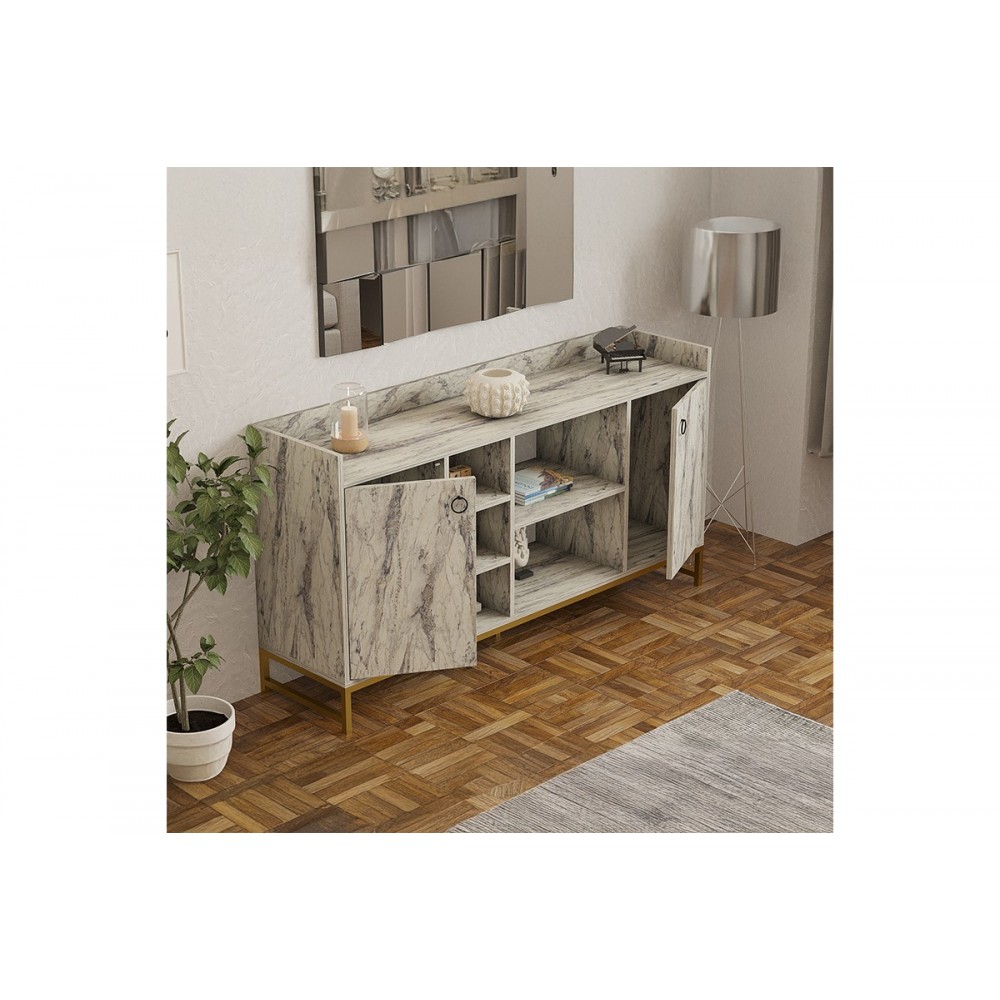 Μπουφές "DELTA" από μέταλλο σε όψη μαρμάρου/χρυσό 160x40x85