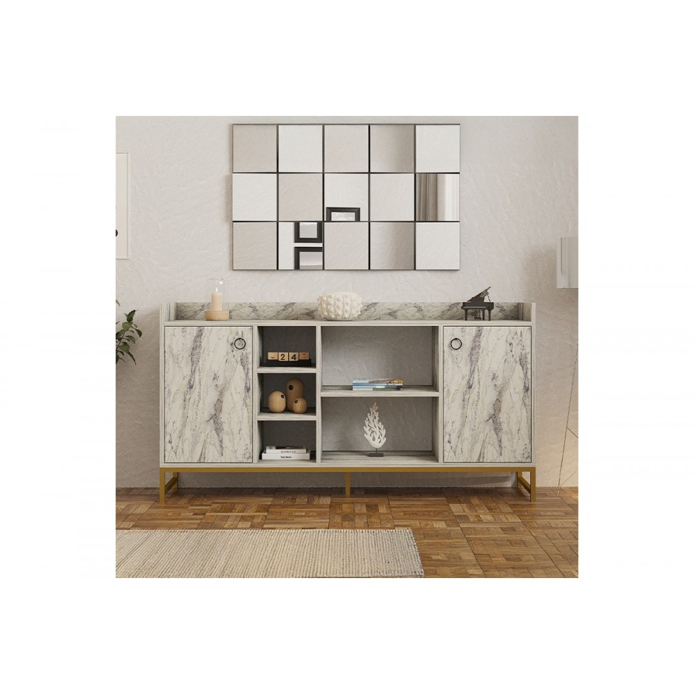 Μπουφές "DELTA" από μέταλλο σε όψη μαρμάρου/χρυσό 160x40x85