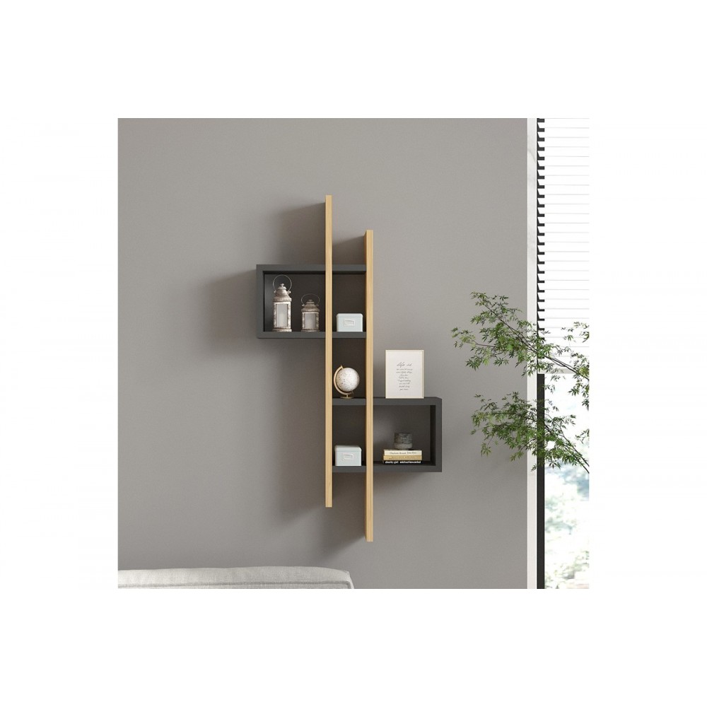 Ραφιέρα τοίχου "GAREL" σε χρώμα oak/ανθρακί 53.8x19.6x108