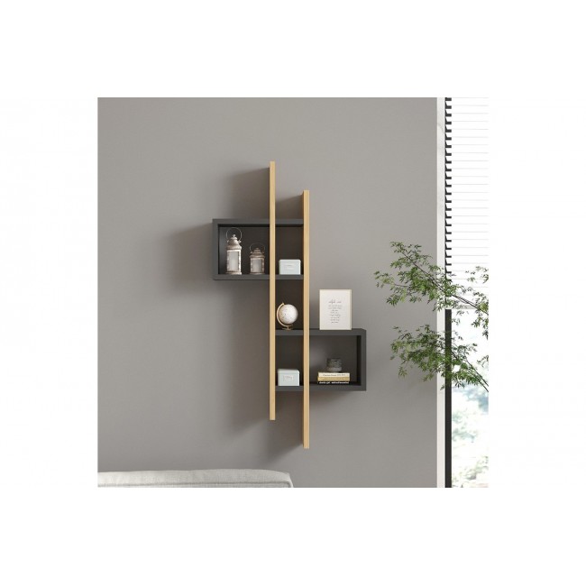 Ραφιέρα τοίχου "GAREL" σε χρώμα oak/ανθρακί 53.8x19.6x108