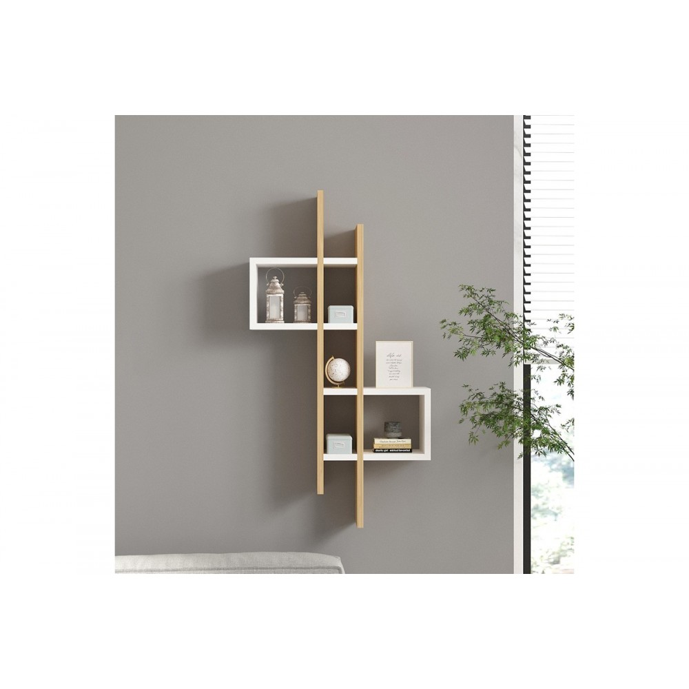 Ραφιέρα τοίχου "GAREL" σε χρώμα oak/λευκό 53.8x19.6x108